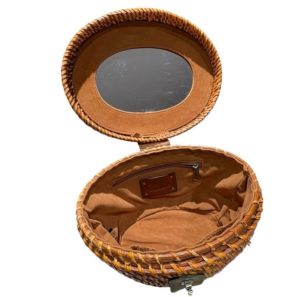 Patricia Nash Caselle Wicker Basket Bag Leather Trim Turn Lock Purse - Picture 9 of 16